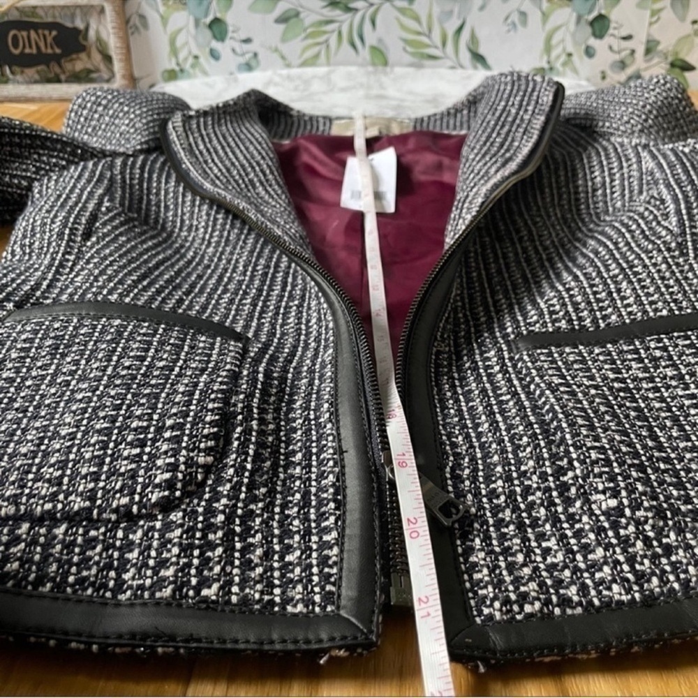NWT Banana Republic Tweed Faux Leather Jacket - Picture 11 of 15